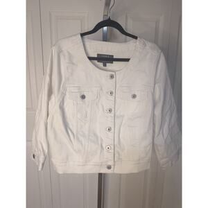 Torrid 4X White Collared Crop Denim Jacket